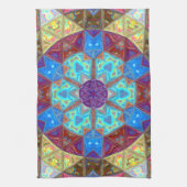 Linge De Cuisine Mosaic Mandala bleu rose et jaune (Vertical)