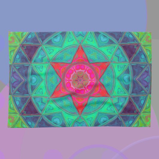 Linge De Cuisine Mosaic Mandala bleu vert et rouge