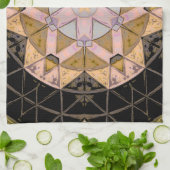 Linge De Cuisine Mosaic Mandala Fleur Jaune Bleu et Noir (Plié)