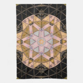 Linge De Cuisine Mosaic Mandala Fleur Jaune Bleu et Noir (Vertical)