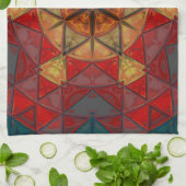 Linge De Cuisine Mosaic Mandala Fleur Rouge Bleu et Jaune (Plié)