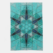 Linge De Cuisine Mosaic Mandala Flower bleu et blanc (Vertical)