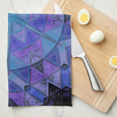 Linge De Cuisine Mosaic Mandala Flower bleu et violet (Quart Plié)