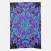 Linge De Cuisine Mosaic Mandala Flower bleu et violet (Vertical)