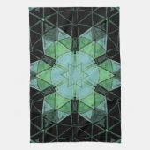 Linge De Cuisine Mosaic Mandala Flower bleu vert et noir (Vertical)