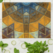 Linge De Cuisine Mosaic Mandala Flower Jaune et Bleu (Plié)