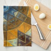 Linge De Cuisine Mosaic Mandala Flower Jaune et Bleu (Quart Plié)