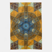 Linge De Cuisine Mosaic Mandala Flower Jaune et Bleu (Vertical)