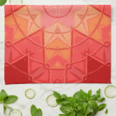 Linge De Cuisine Mosaic Mandala Flower rouge et orange (Plié)