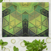 Linge De Cuisine Mosaic Mandala Flower vert jaune et noir (Plié)