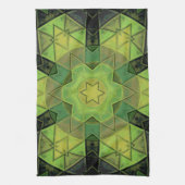 Linge De Cuisine Mosaic Mandala Flower vert jaune et noir (Vertical)