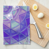 Linge De Cuisine Mosaic Mandala Flower violet bleu et blanc (Quart Plié)