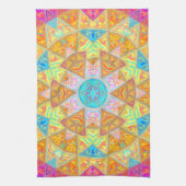 Linge De Cuisine Mosaic Mandala jaune rose et bleu (Vertical)