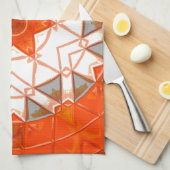 Linge De Cuisine Mosaic Mandala Orange et Blanc (Quart Plié)