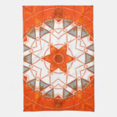Linge De Cuisine Mosaic Mandala Orange et Blanc (Vertical)