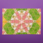 Linge De Cuisine Mosaic Mandala Orange vert et rose<br><div class="desc">Cette mosaïque de style kaléidoscope présente un brillant carrelage rose,  orange et vert. Un design géométrique vif inspiré par les fractales,  les mandalas et les mosaïques en vitraux. Obtenez ce design trippy magnifique maintenant pour votre ami préféré qui aime les couleurs vives!</div>