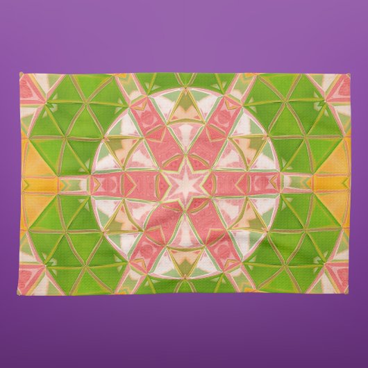 Linge De Cuisine Mosaic Mandala Orange vert et rose