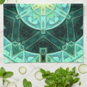 Linge De Cuisine Mosaic Mandala Turquoise et jaune (Plié)