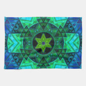 Linge De Cuisine Mosaic Mandala Vert et Bleu (Horizontal)