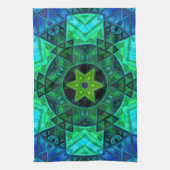 Linge De Cuisine Mosaic Mandala Vert et Bleu (Vertical)