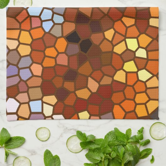 Linge De Cuisine Mosaïque d'automne Abstrait (Plié)