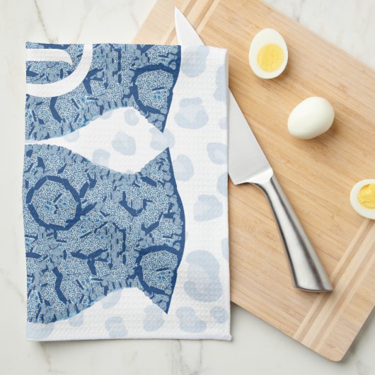 Linge De Cuisine Mosaïque de pots de gingembre de pot bleu (Quart Plié)