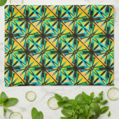 Linge De Cuisine Mosaïque décorative jaune bleu vert (Plié)