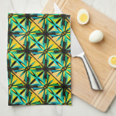 Linge De Cuisine Mosaïque décorative jaune bleu vert (Quart Plié)