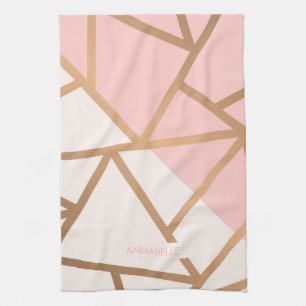 Linge De Cuisine Mosaïque d'or rose