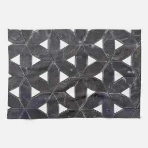 Linge De Cuisine Mosaïque gris charbon   fleur de vie motif