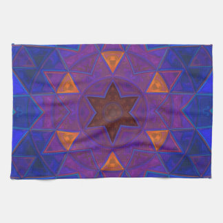 Linge De Cuisine Mosaïque Kaleidoscope Fleur rose bleu et jaune