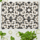 Linge De Cuisine Mosaïque marocaine noire et Marbre blanc (Plié)