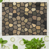 Linge De Cuisine Mosaïque noire, beige et marron (Plié)