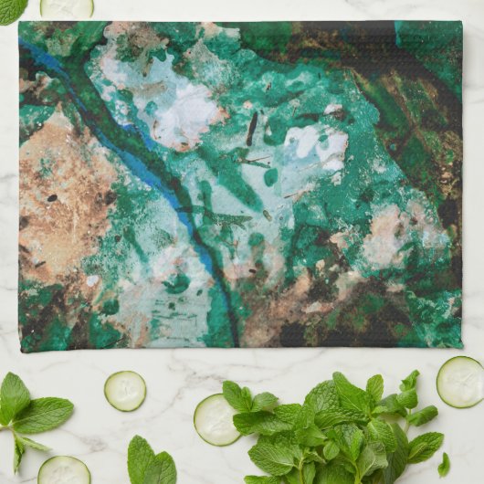 Linge De Cuisine Moss Agate Green Crystal Geode Abstract (Plié)