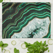 Linge De Cuisine Moss Green Geode et Crystals Art numérique (Plié)