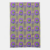 Linge De Cuisine Moss Green with Purple Flowers Kitchen Towels (Vertical)