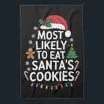 Linge De Cuisine Most Likely To Eat Santas<br><div class="desc">Les plus susceptibles de manger Santas Cookies Famille Noël assortis</div>