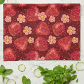 Linge De Cuisine Motif 2 2 de fraise (Plié)