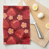 Linge De Cuisine Motif 2 2 de fraise (Quart Plié)