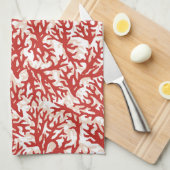 Linge De Cuisine Motif 2 de corail rouge (Quart Plié)