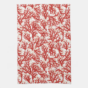 Linge De Cuisine Motif 2 de corail rouge
