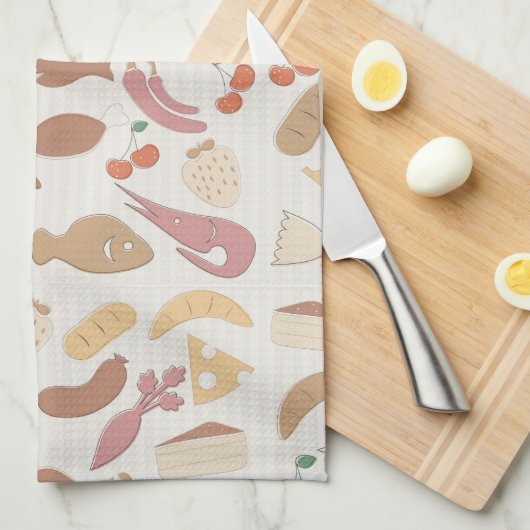 Linge De Cuisine Motif 2 de nourriture (Quart Plié)