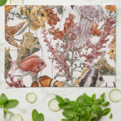 Linge De Cuisine Motif 2 de vie marine d'aquarelle (Plié)