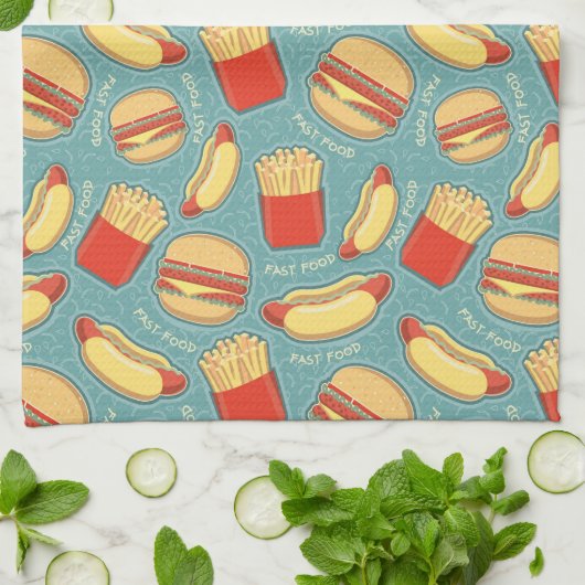 Linge De Cuisine Motif 3 d'aliments de préparation rapide (Plié)