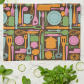 Linge De Cuisine Motif 3 d'ustensiles de cuisine (Plié)