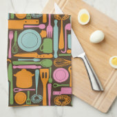 Linge De Cuisine Motif 3 d'ustensiles de cuisine (Quart Plié)