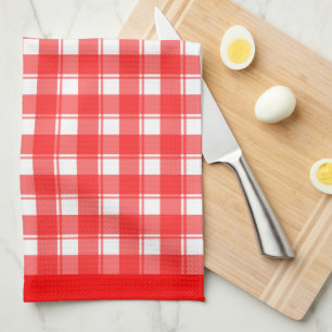 Linge De Cuisine Motif à carreaux écossais rétro rouge et blanc