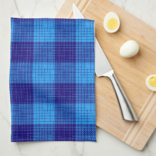 Linge De Cuisine Motif à carreaux gras et hachures bleues