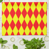 Linge De Cuisine Motif à carreaux Harlequin rouge jaune (Plié)