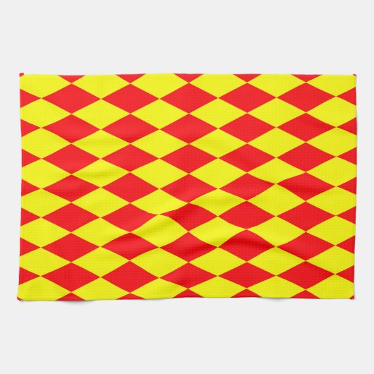 Linge De Cuisine Motif à carreaux Harlequin rouge jaune (Horizontal)